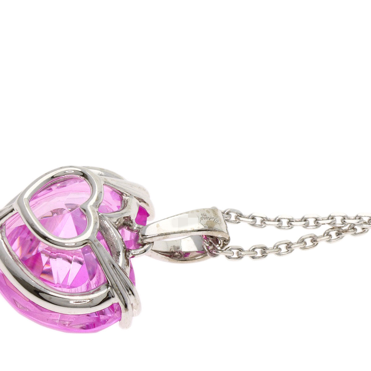 Chopard So Happy Diamond Heart Crystal Necklace K18 White Gold Ladies [Used]