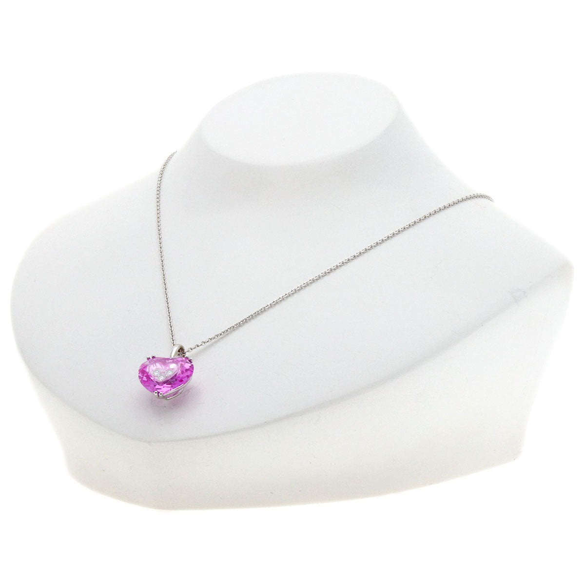 Chopard So Happy Diamond Heart Crystal Necklace K18 White Gold Ladies [Used]