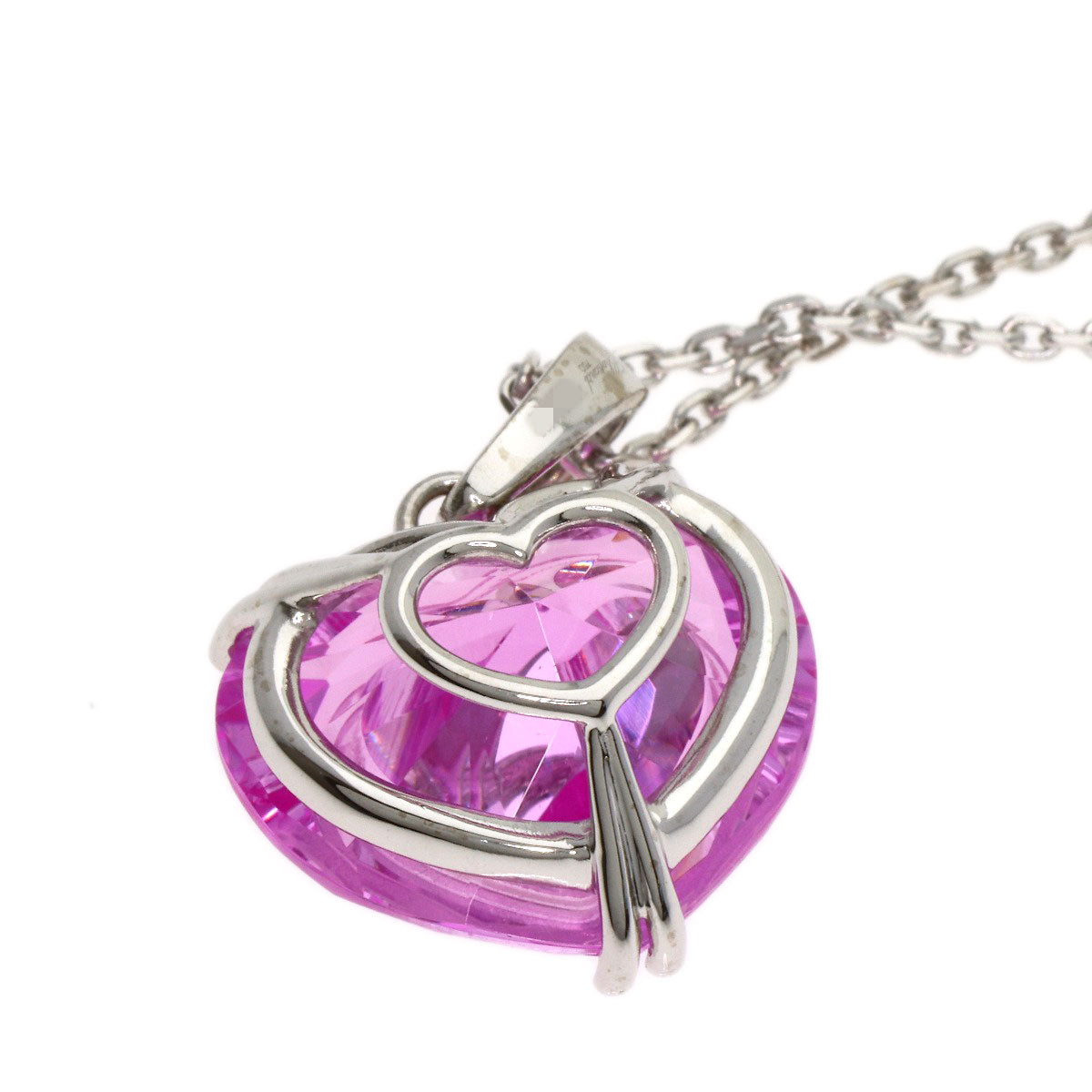 Chopard So Happy Diamond Heart Crystal Necklace K18 White Gold Ladies [Used]