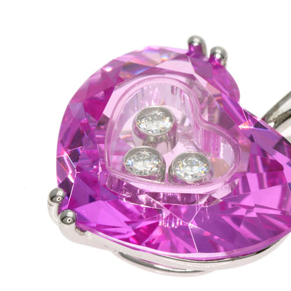 Chopard So Happy Diamond Heart Crystal Necklace K18 White Gold Ladies [Used]