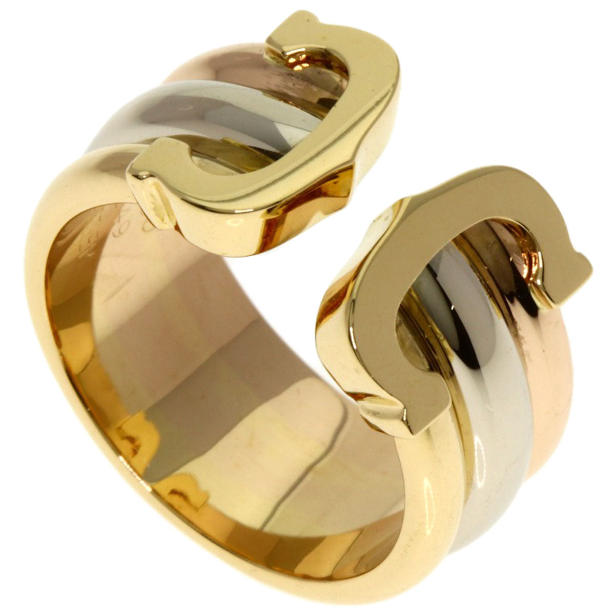 CARTIER 2C Ring LM #49 Ring K18 Yellow Gold K18 White GoldLadies [Used]