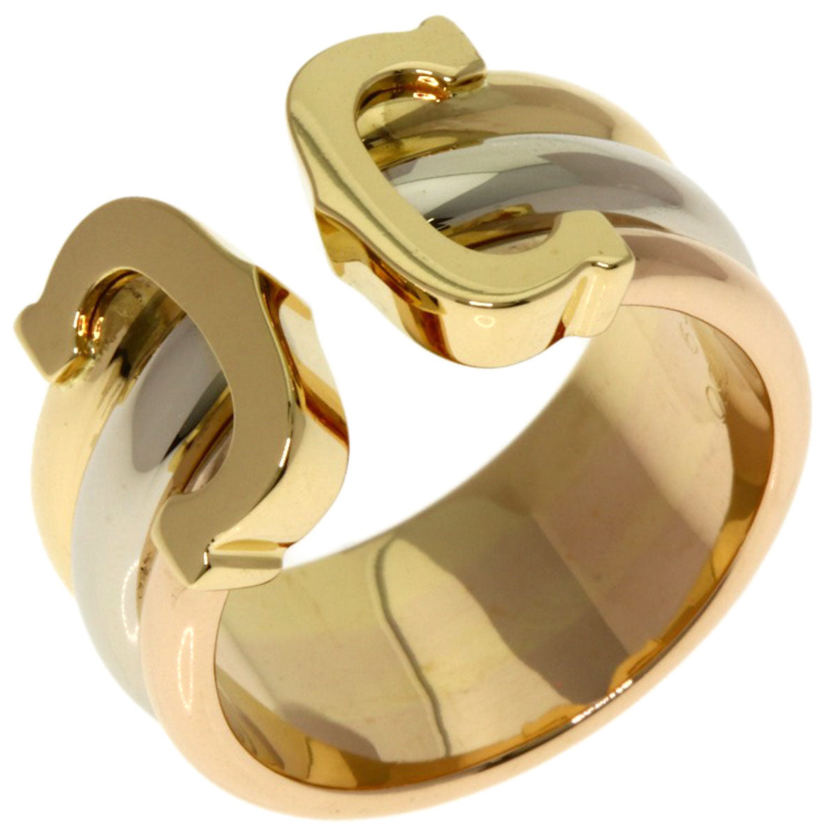 CARTIER 2C Ring LM #49 Ring K18 Yellow Gold K18 White GoldLadies [Used]