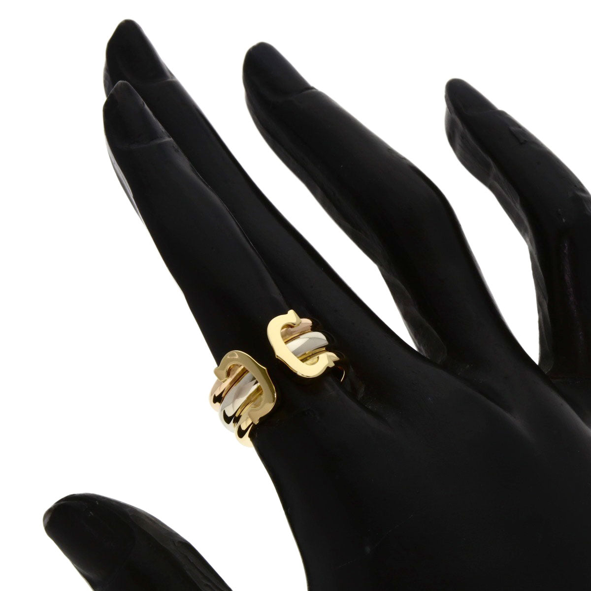 CARTIER 2C Ring LM #49 Ring K18 Yellow Gold K18 White GoldLadies [Used]