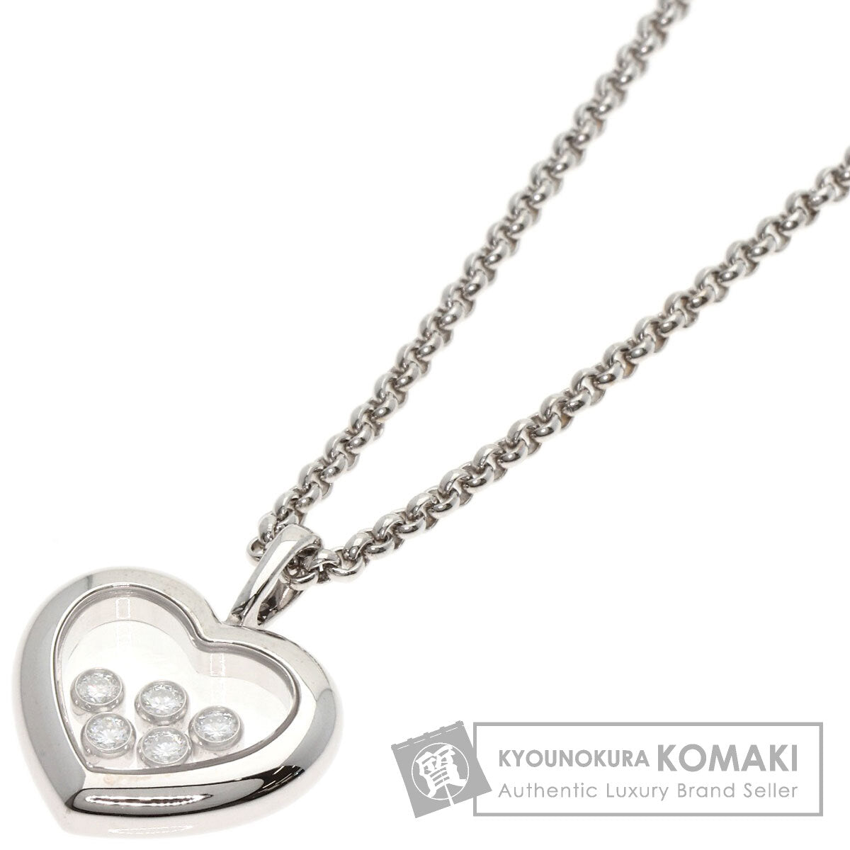 Chopard Happy diamond heart Necklace K18 White Gold Ladies [Used]