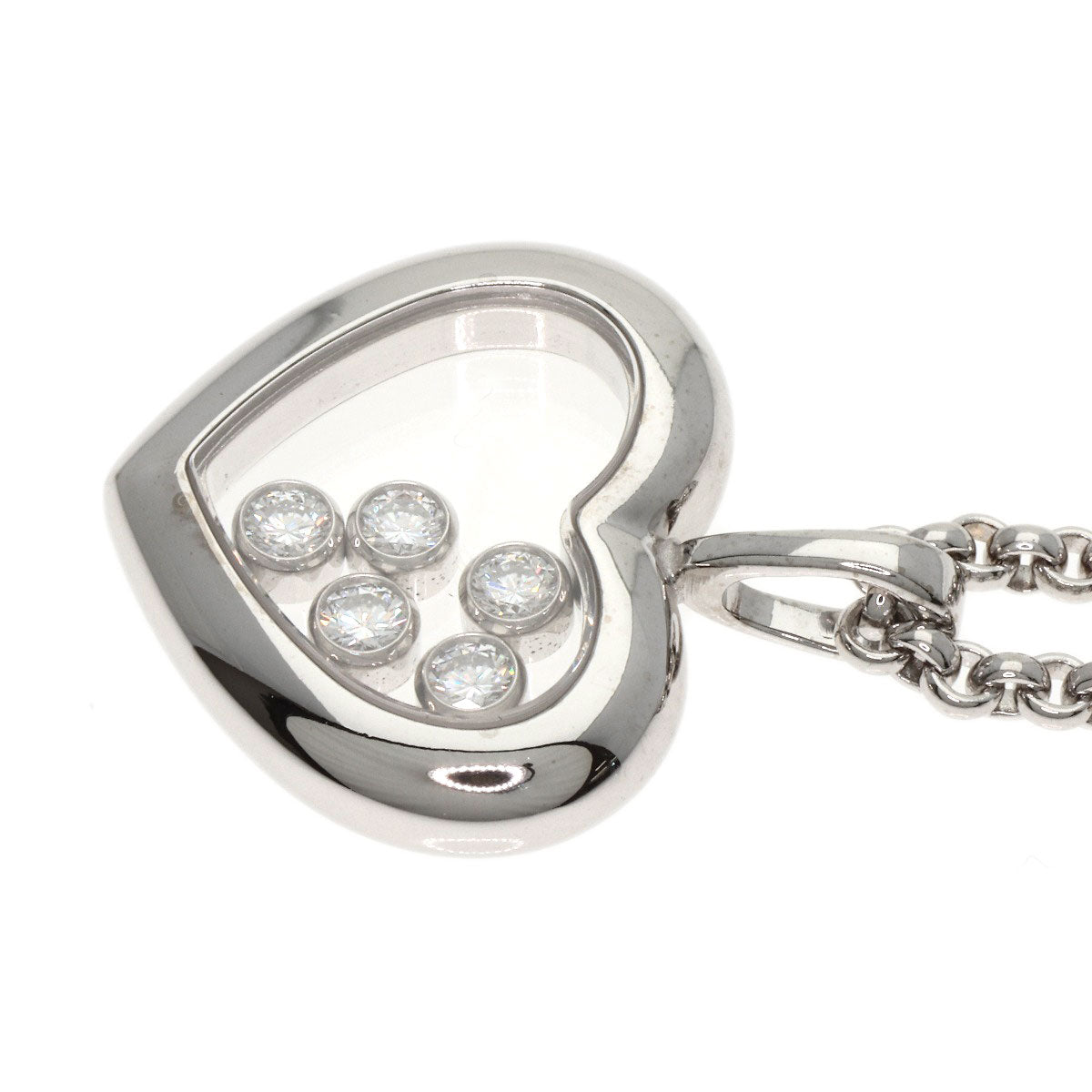 Chopard Happy diamond heart Necklace K18 White Gold Ladies [Used]
