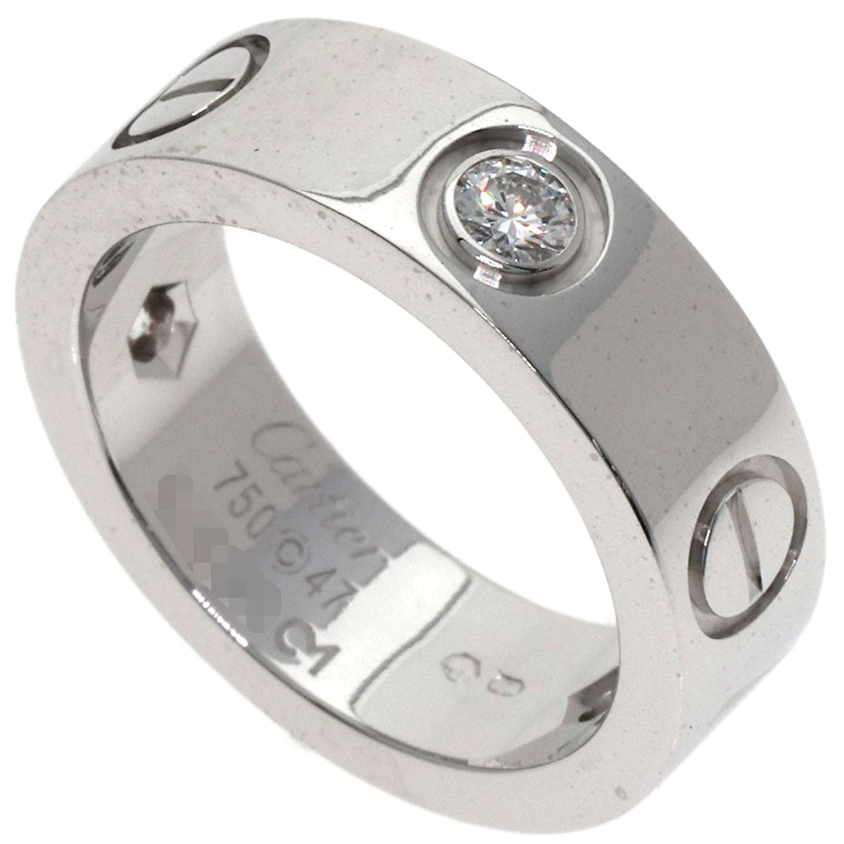 CARTIER love ring half Diamond #47 Ring K18 White Gold Ladies [Used]
