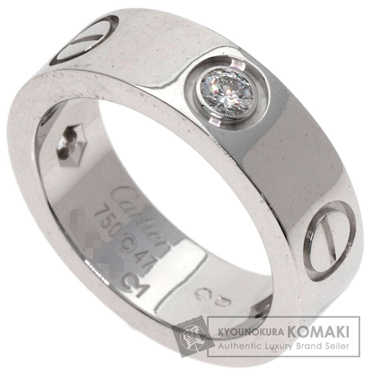 CARTIER love ring half Diamond #47 Ring K18 White Gold Ladies [Used]