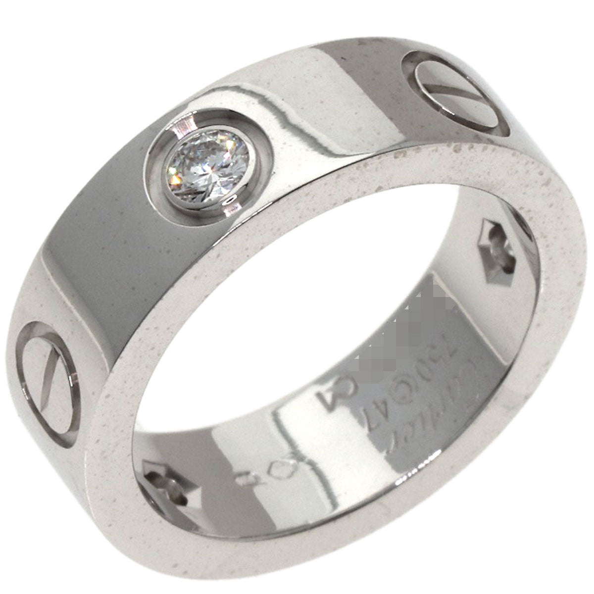 CARTIER love ring half Diamond #47 Ring K18 White Gold Ladies [Used]