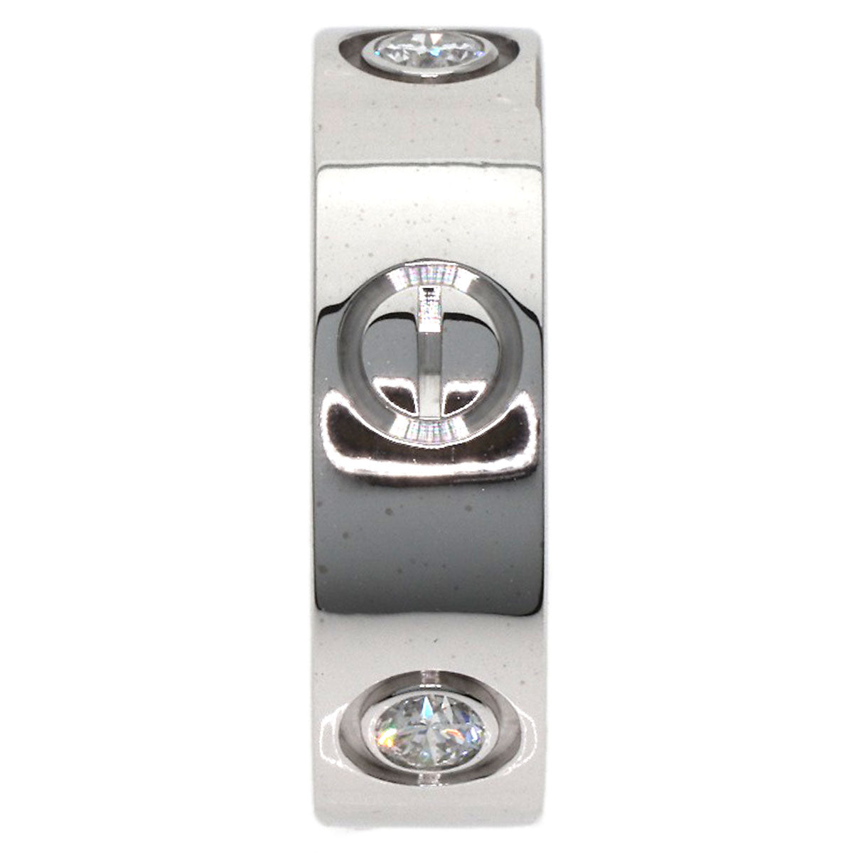 CARTIER love ring half Diamond #47 Ring K18 White Gold Ladies [Used]