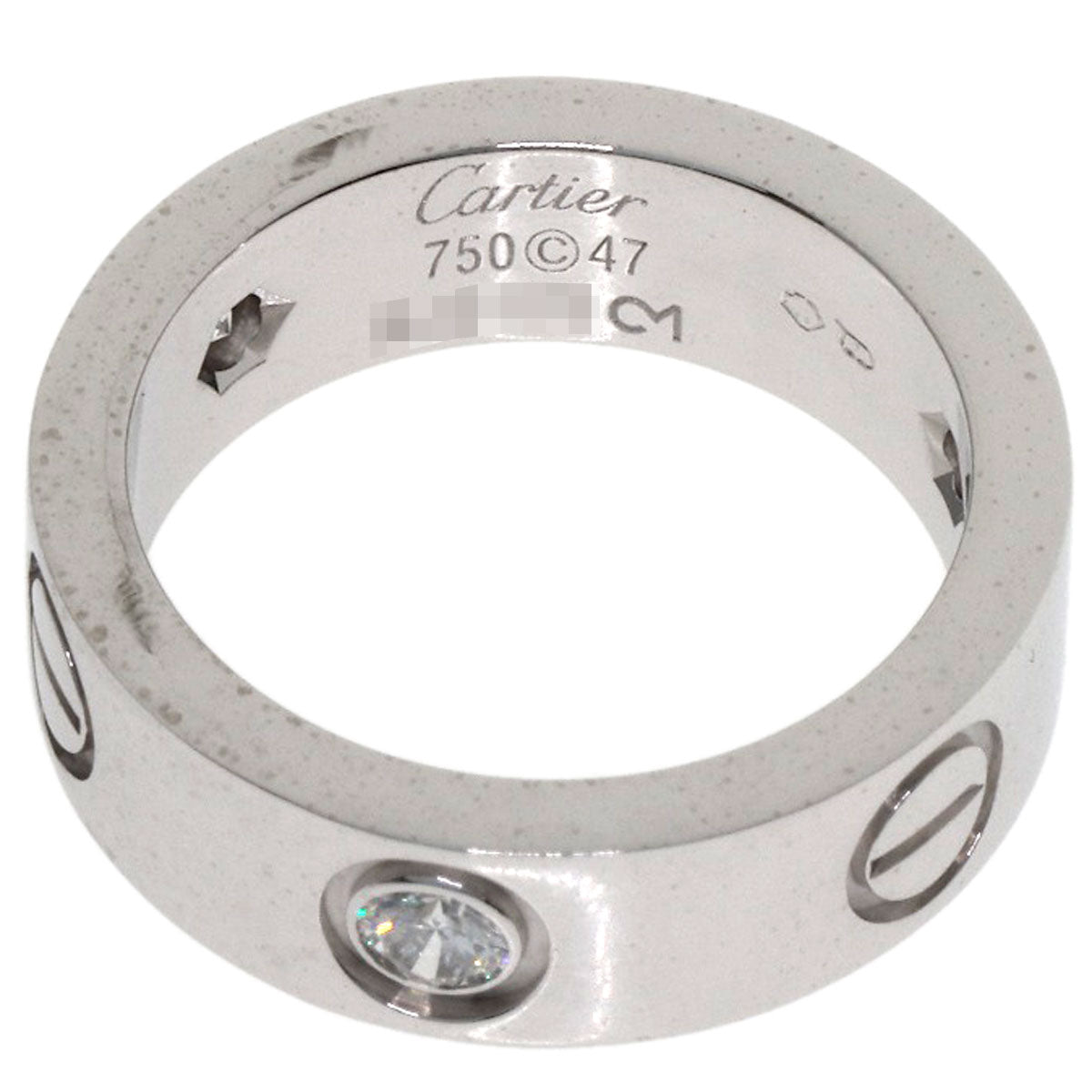 CARTIER love ring half Diamond #47 Ring K18 White Gold Ladies [Used]