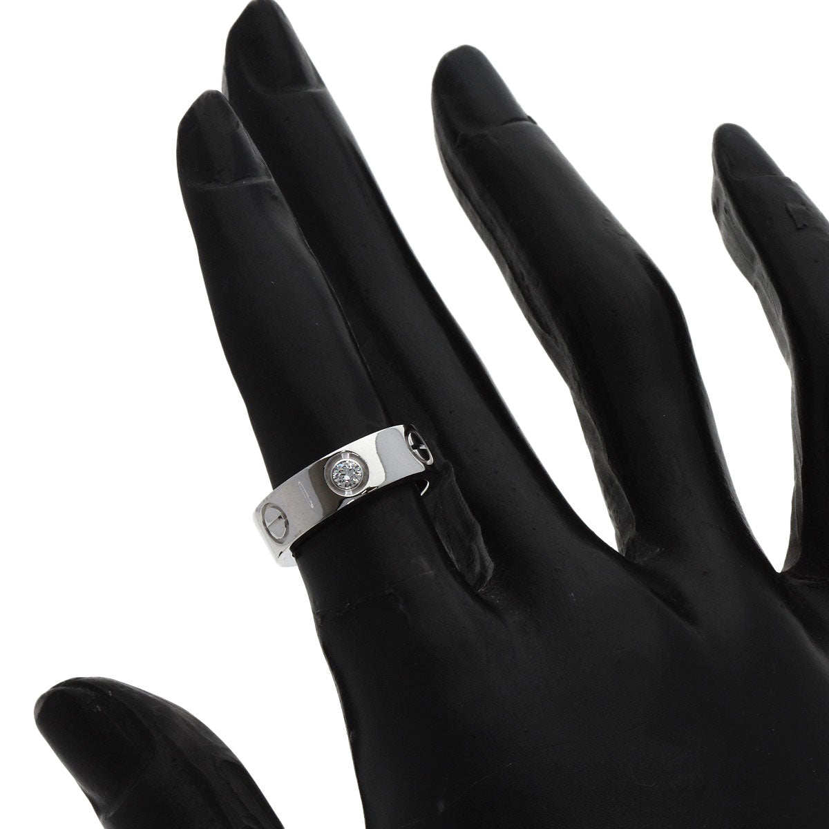 CARTIER love ring half Diamond #47 Ring K18 White Gold Ladies [Used]