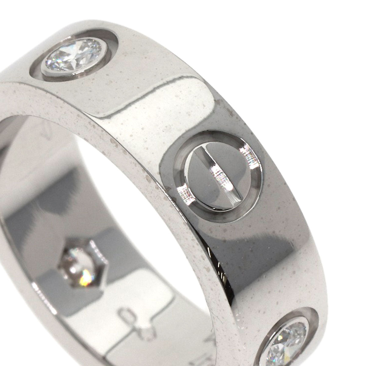 CARTIER love ring half Diamond #47 Ring K18 White Gold Ladies [Used]