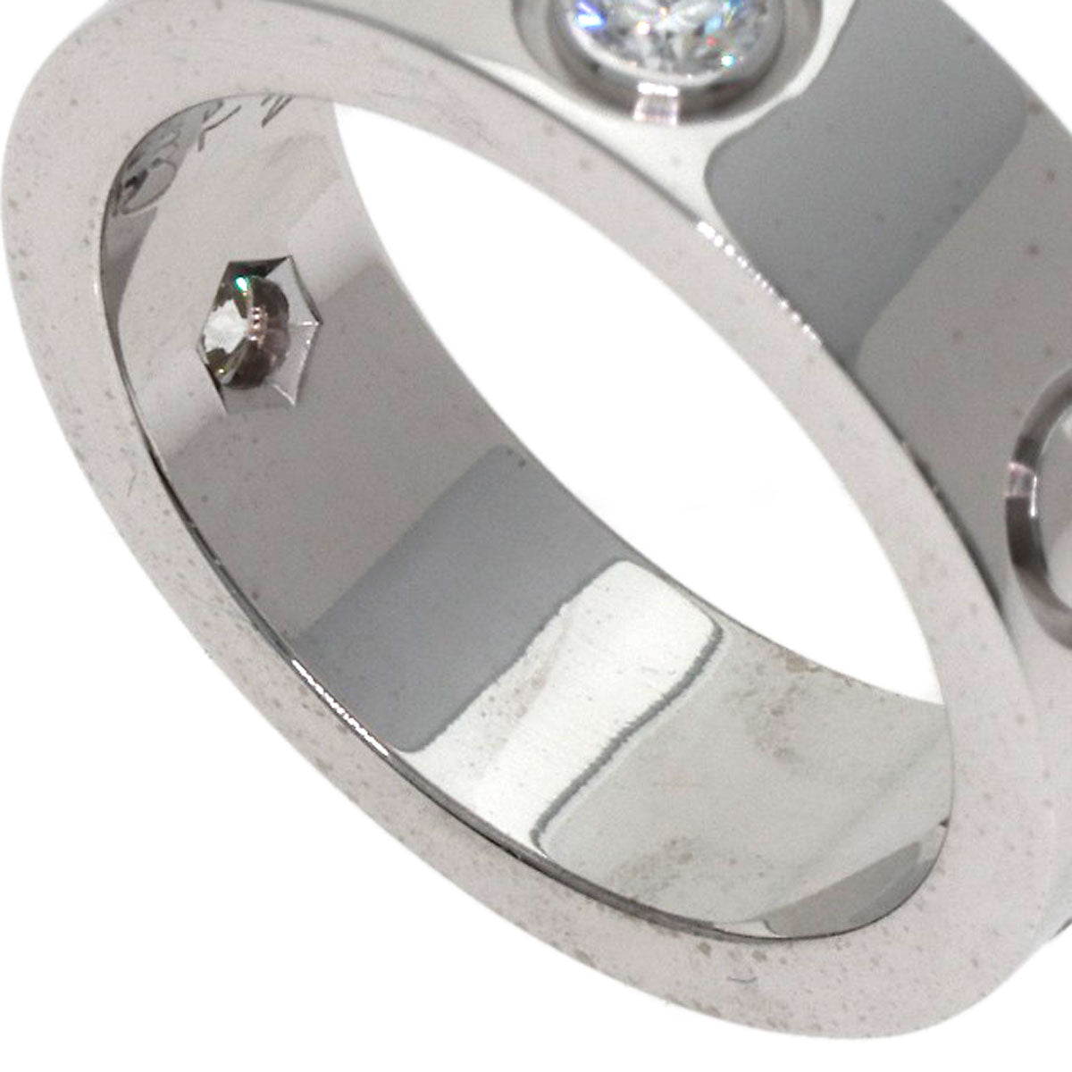 CARTIER love ring half Diamond #47 Ring K18 White Gold Ladies [Used]