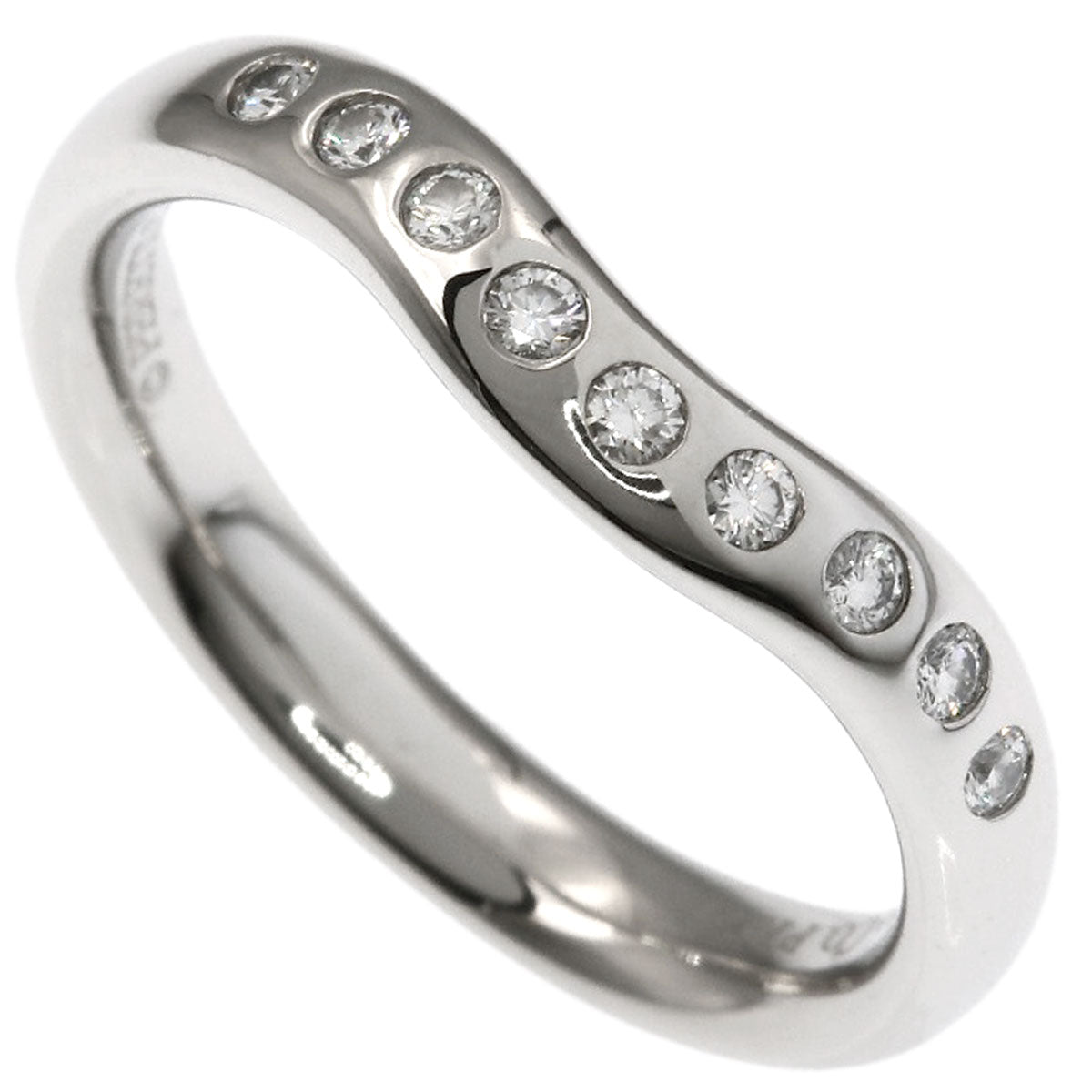 TIFFANY&Co. Curved band Diamond Ring Platinum PT950 Ladies [Used]