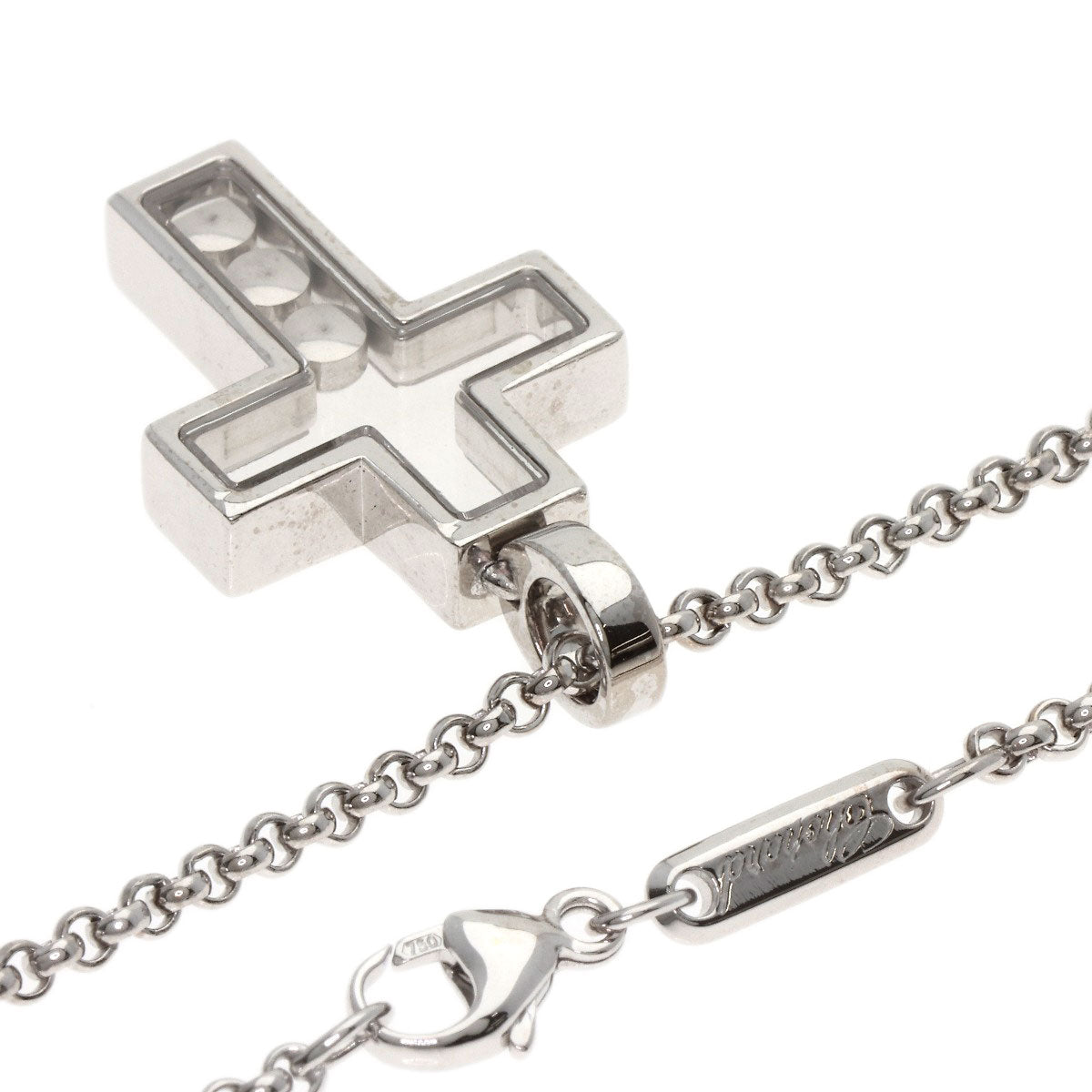 Chopard Cross Happy Diamond Necklace K18 White Gold Ladies [Used]