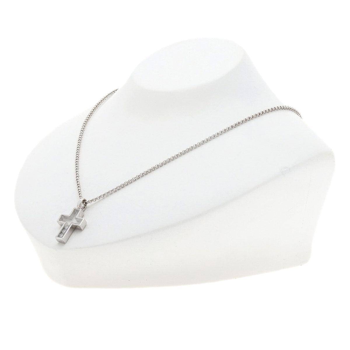 Chopard Cross Happy Diamond Necklace K18 White Gold Ladies [Used]