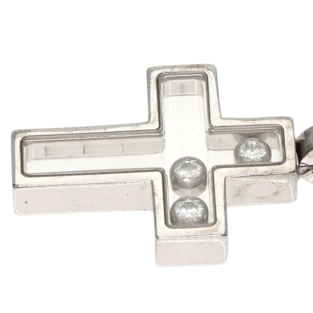 Chopard Cross Happy Diamond Necklace K18 White Gold Ladies [Used]