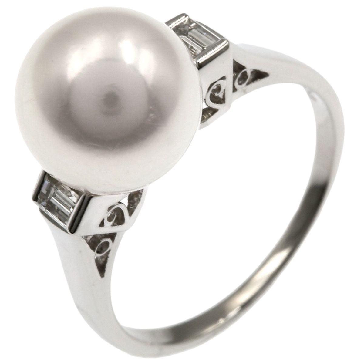 MIKIMOTO Antique Pearl Pearl Diamond Ring Platinum PT950 Ladies [Used]