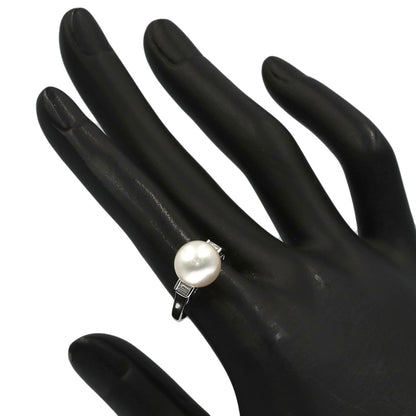 MIKIMOTO Antique Pearl Pearl Diamond Ring Platinum PT950 Ladies [Used]