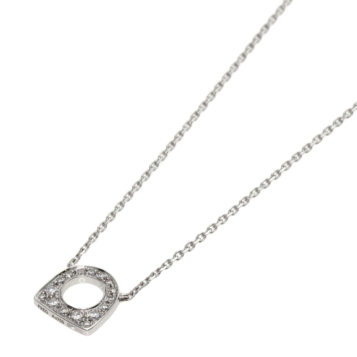FRED Success Mini Diamond Necklace K18 White Gold Ladies [Used]