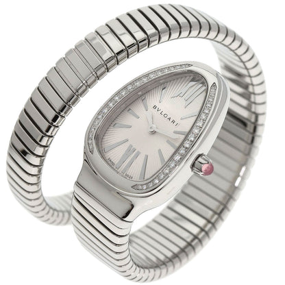 BVLGARI Serpenti Tubogas Bezel Diamond Watches SP35S Stainless Steel/Stainless Steel Ladies
