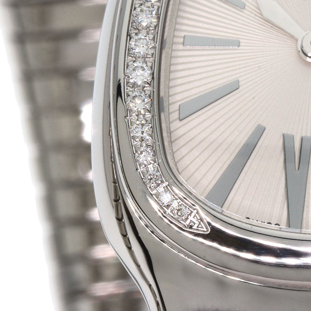 BVLGARI Serpenti Tubogas Bezel Diamond Watches SP35S Stainless Steel/Stainless Steel Ladies