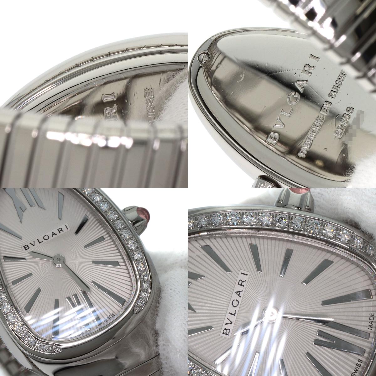 BVLGARI Serpenti Tubogas Bezel Diamond Watches SP35S Stainless Steel/Stainless Steel Ladies