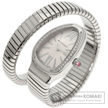 BVLGARI Serpenti Tubogas Bezel Diamond Watches SP35S Stainless Steel/Stainless Steel Ladies