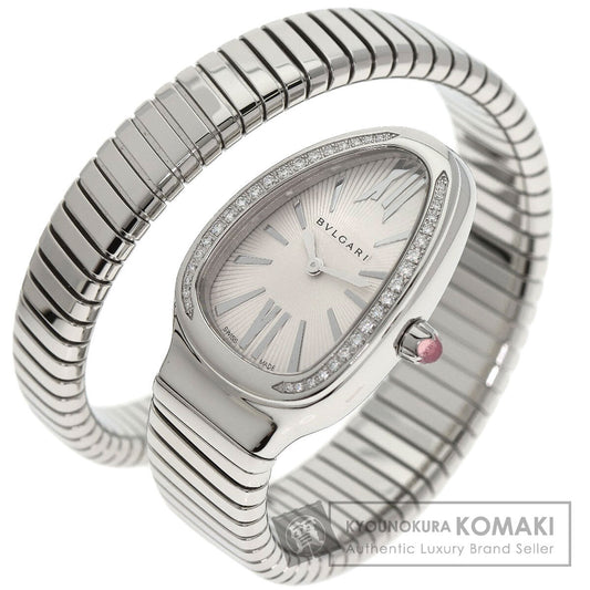 BVLGARI Serpenti Tubogas Bezel Diamond Watches SP35S Stainless Steel/Stainless Steel Ladies