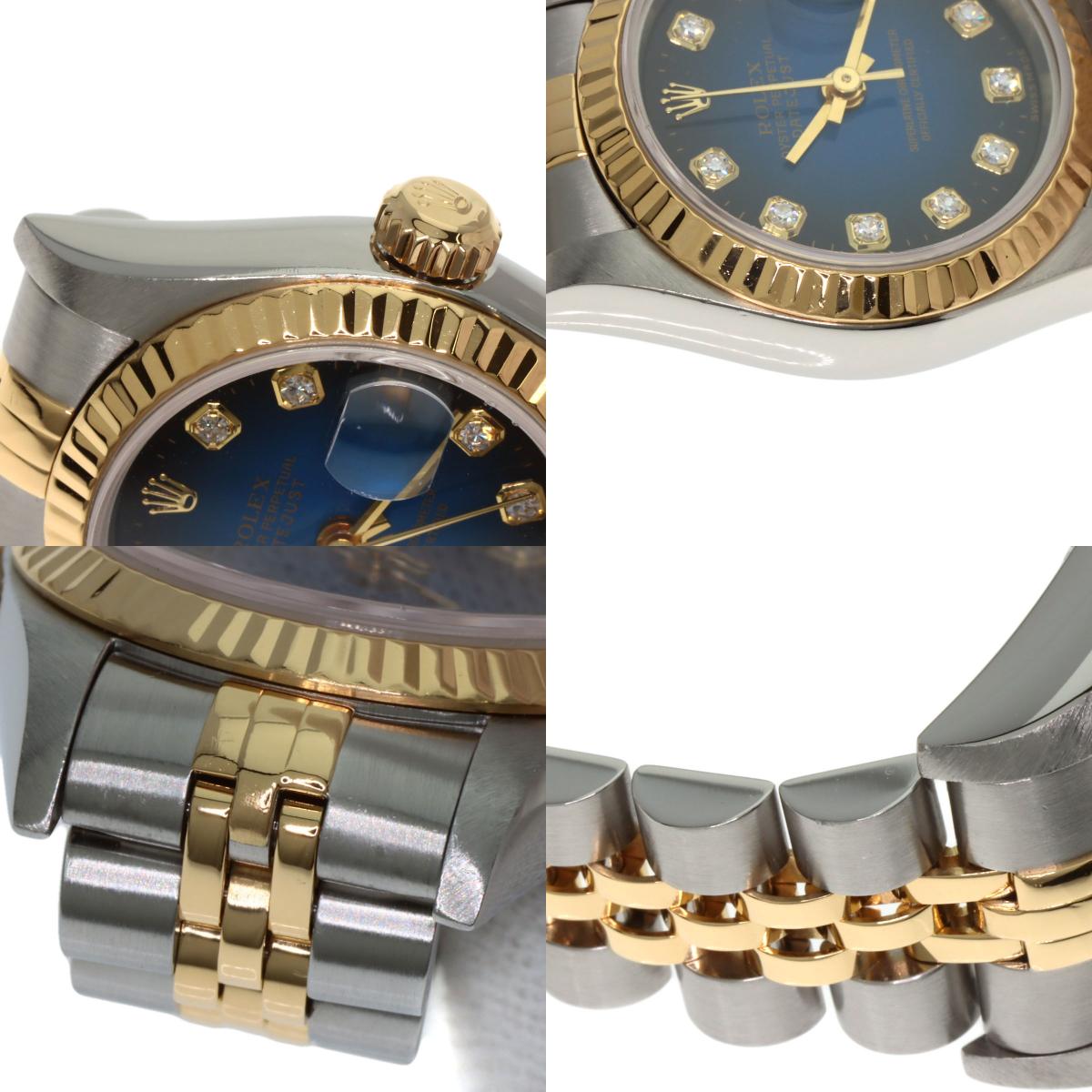 ROLEX Datejust 10P Diamond Blue Gradation Watches 69173G Stainless Steel/SSxK18YG Ladies