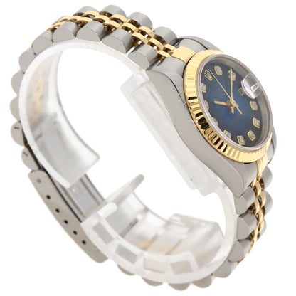 ROLEX Datejust 10P Diamond Blue Gradation Watches 69173G Stainless Steel/SSxK18YG Ladies