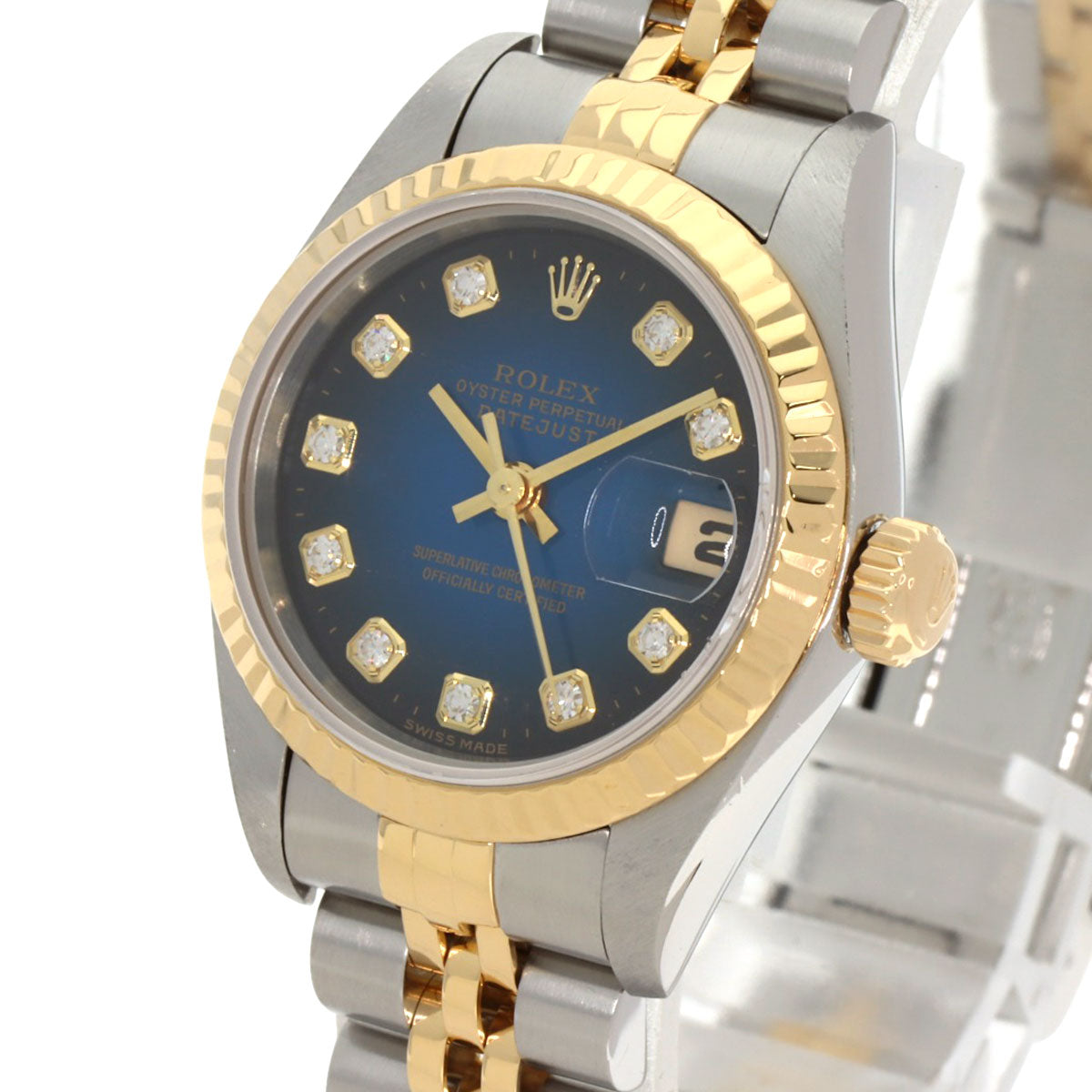 ROLEX Datejust 10P Diamond Blue Gradation Watches 69173G Stainless Steel/SSxK18YG Ladies