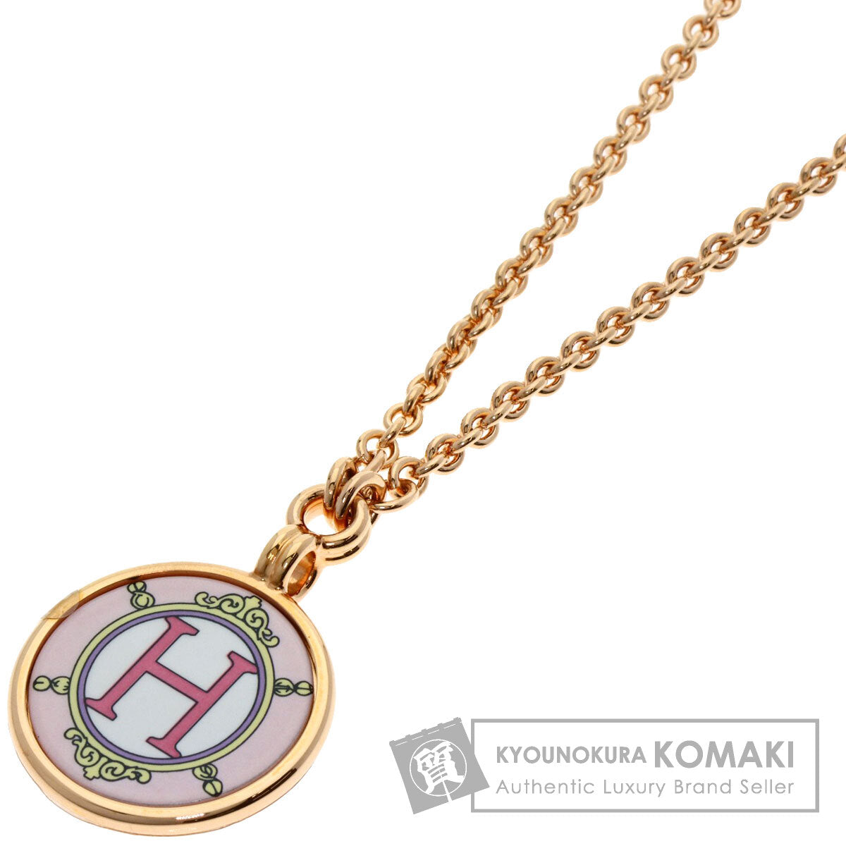 HERMES Medaille Blason PM Necklace Gold Plated Ladies [Used]