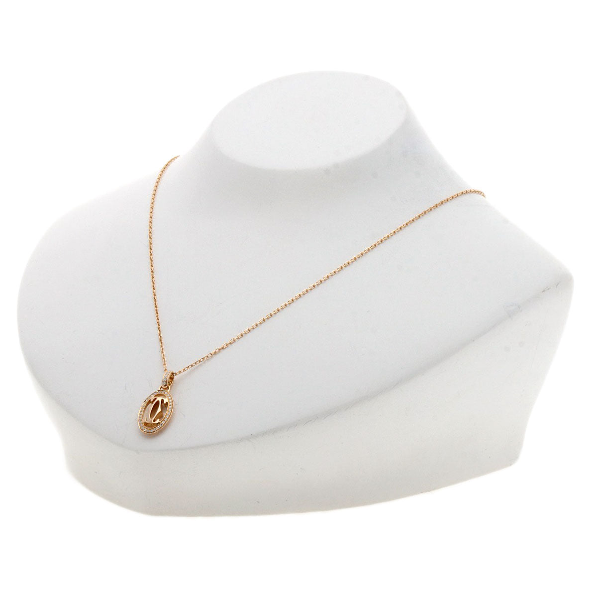 CARTIER Logo Double Diamond Necklace K18 Pink Gold Ladies [Used]