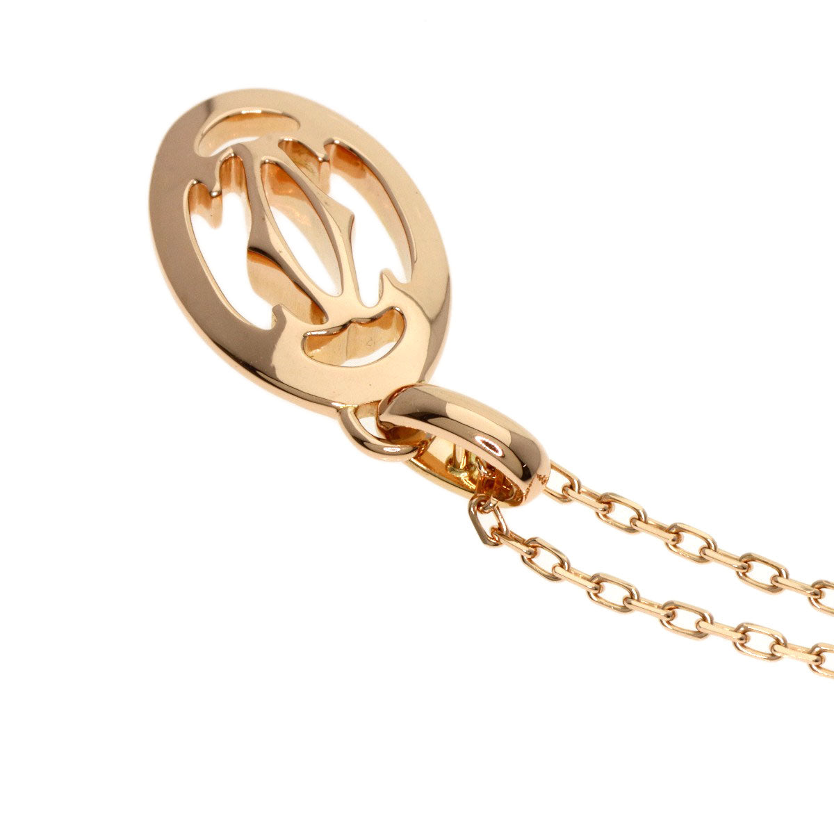 CARTIER Logo Double Diamond Necklace K18 Pink Gold Ladies [Used]