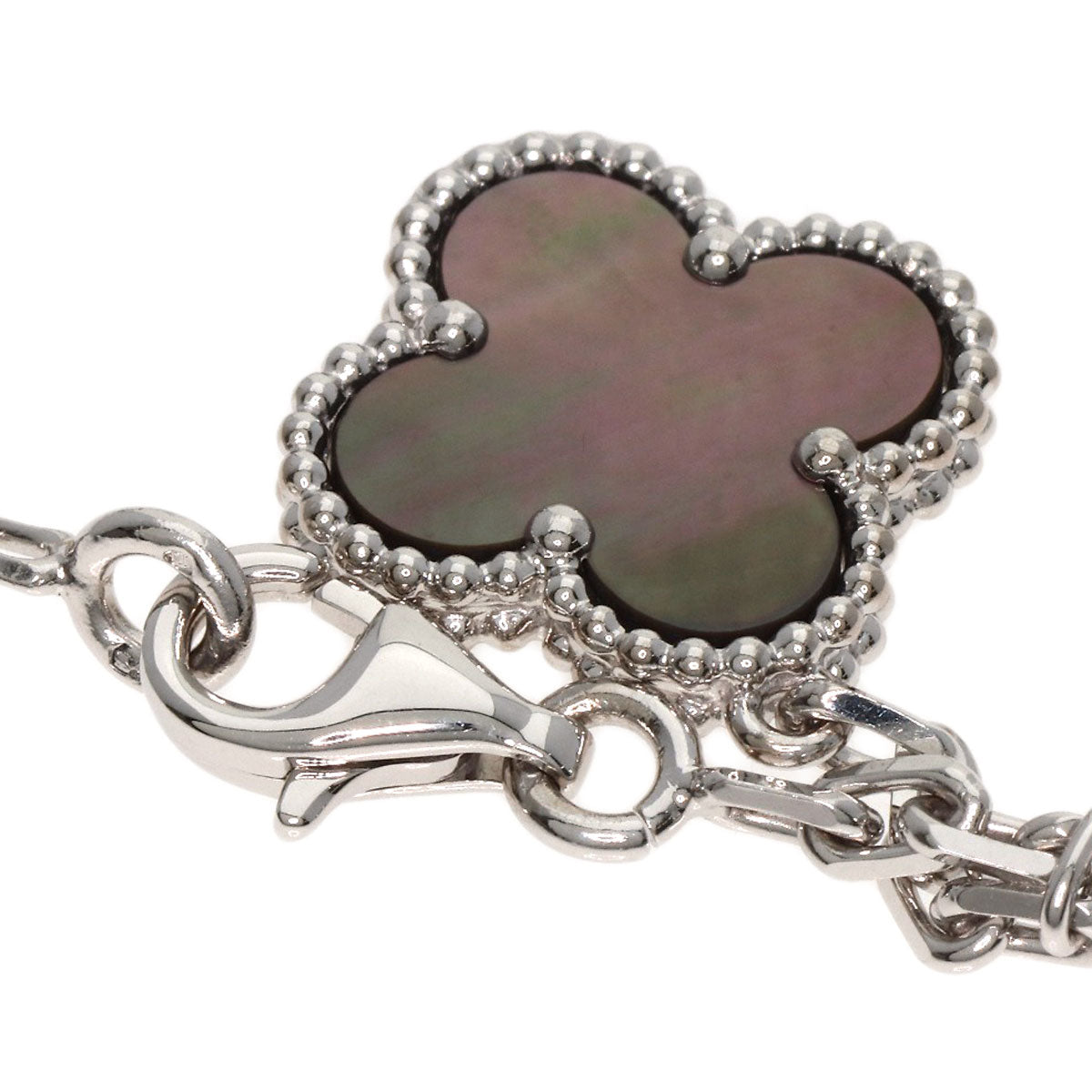 Van Cleef & Arpels Magic Alhambra 6 Motifs Mother of Pearl Chalcedony Necklace K18 White Gold Ladies [Used]