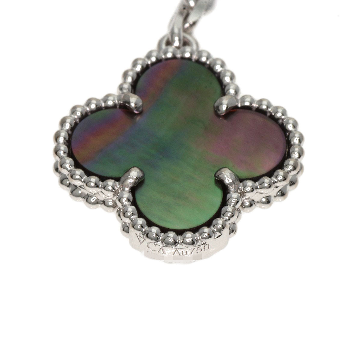 Van Cleef & Arpels Magic Alhambra 6 Motifs Mother of Pearl Chalcedony Necklace K18 White Gold Ladies [Used]