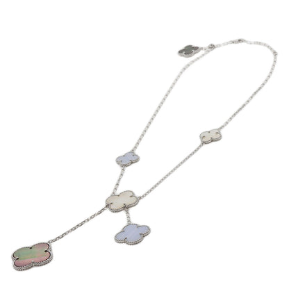 Van Cleef & Arpels Magic Alhambra 6 Motifs Mother of Pearl Chalcedony Necklace K18 White Gold Ladies [Used]