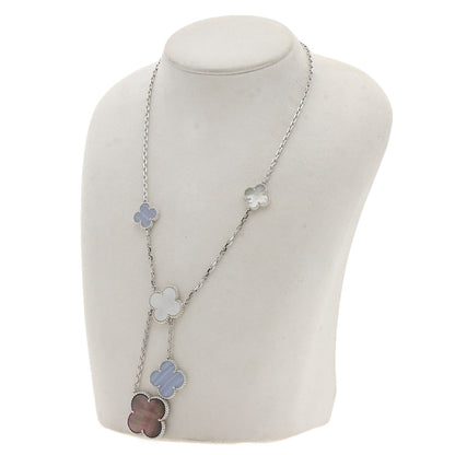 Van Cleef & Arpels Magic Alhambra 6 Motifs Mother of Pearl Chalcedony Necklace K18 White Gold Ladies [Used]