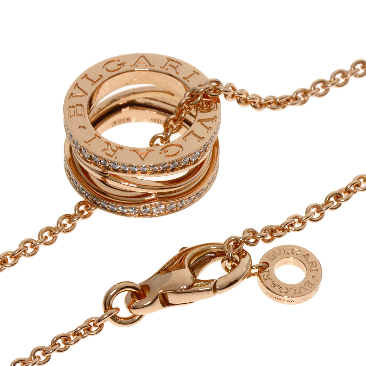 BVLGARI B.zero1 Design Legend Diamond Necklace K18 Pink Gold Ladies [Used]