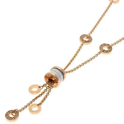 BVLGARI B.zero1 Element Diamond White Ceramic Necklace K18 Pink Gold Ladies [Used]