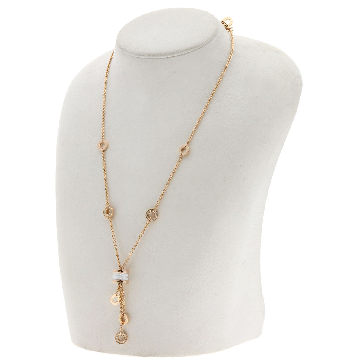 BVLGARI B.zero1 Element Diamond White Ceramic Necklace K18 Pink Gold Ladies [Used]