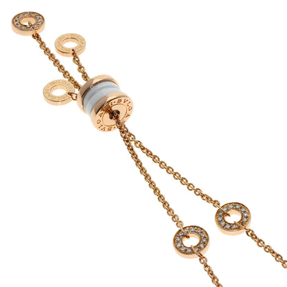 BVLGARI B.zero1 Element Diamond White Ceramic Necklace K18 Pink Gold Ladies [Used]