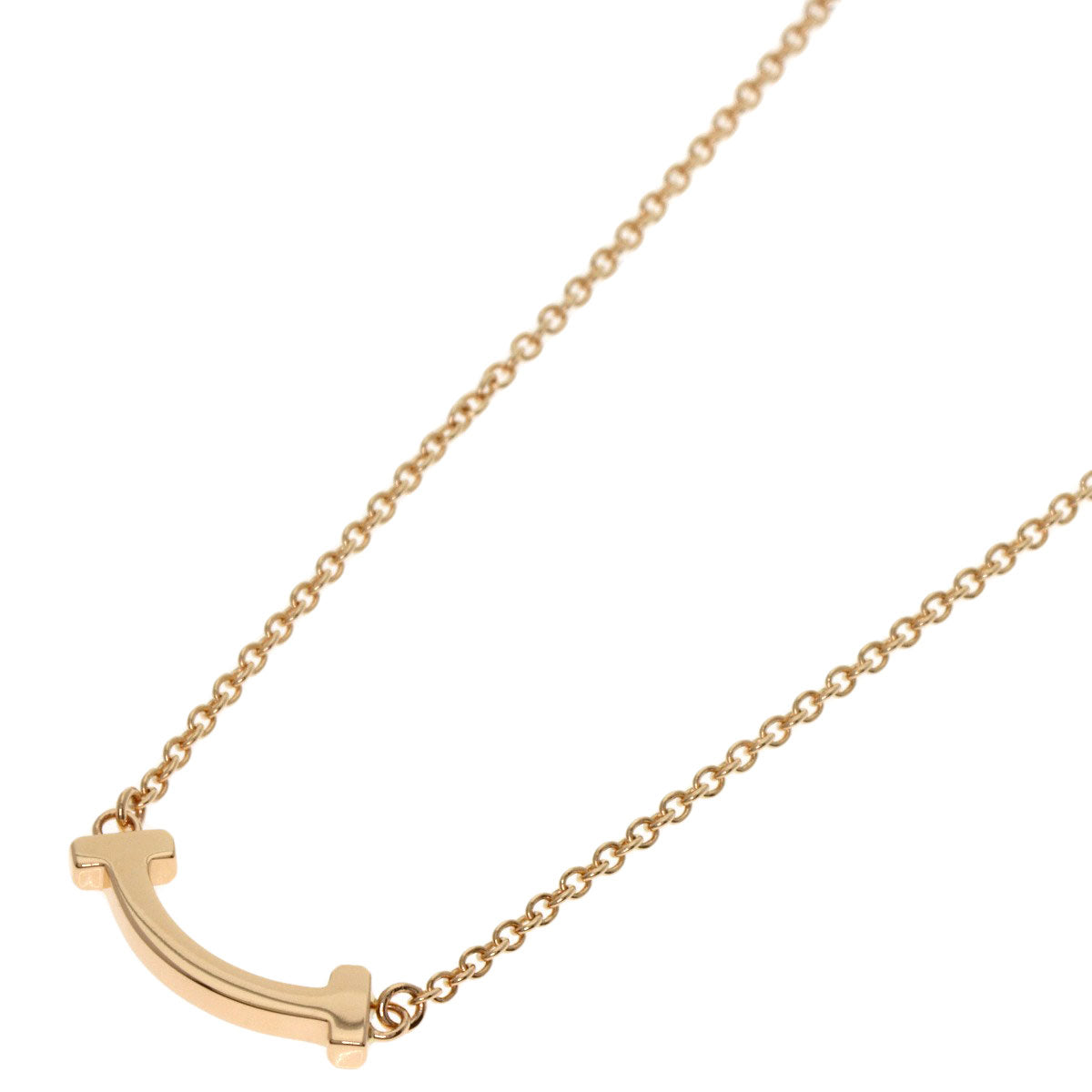 TIFFANY&Co. T Smile Mini Necklace K18 Pink Gold Ladies [Used]