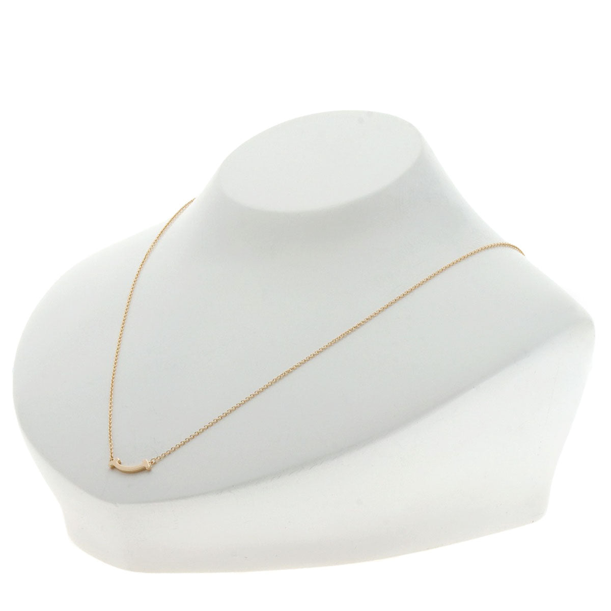 TIFFANY&Co. T Smile Mini Necklace K18 Pink Gold Ladies [Used]