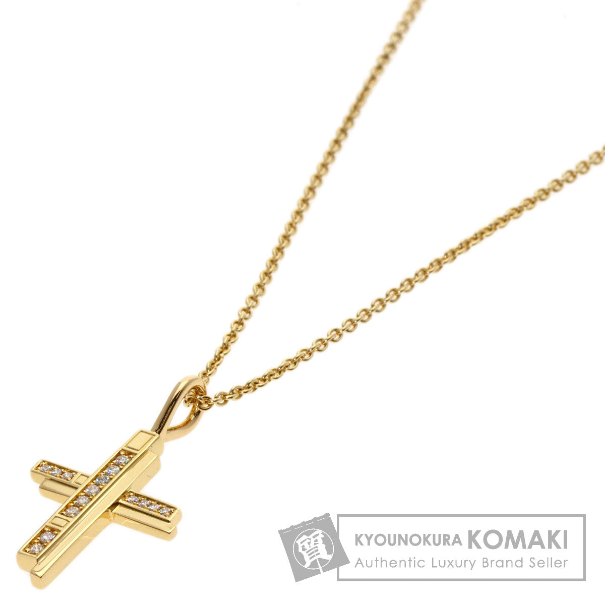 HARRY WINSTON Traffic Cross Diamond Necklace K18 Yellow Gold Ladies [Used]