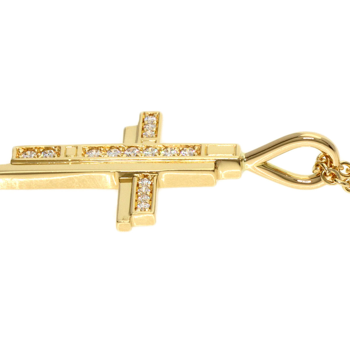 HARRY WINSTON Traffic Cross Diamond Necklace K18 Yellow Gold Ladies [Used]