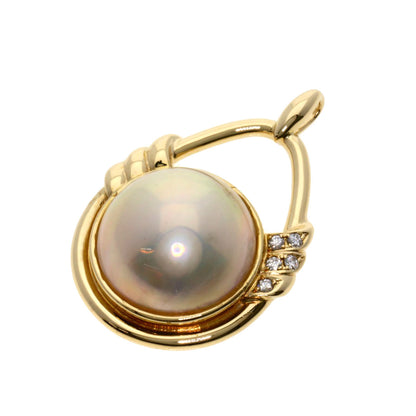 TASAKI Mabe Pearl Pearl Diamond Pendant top K14 Yellow Gold Ladies [Used]