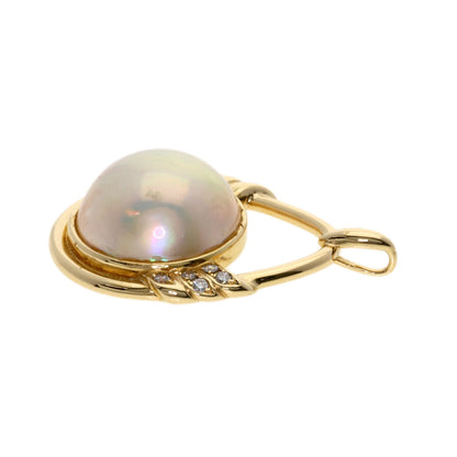 TASAKI Mabe Pearl Pearl Diamond Pendant top K14 Yellow Gold Ladies [Used]