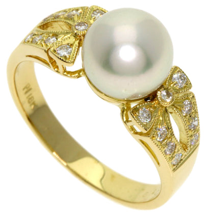 Ponte Vecchio Pearl Pearl Diamond Ring K18 Yellow Gold Ladies [Used]